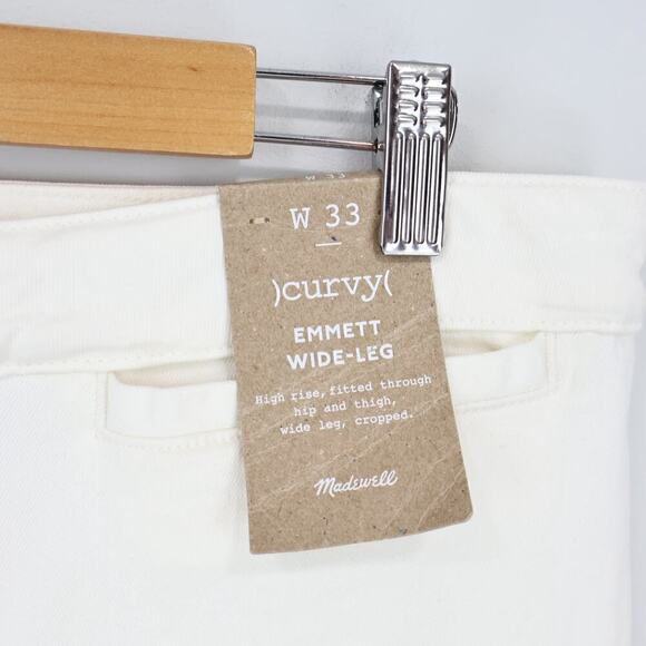 Madewell Curvy Emmett Wide Leg Welt Pocket Jean Tile White Size 33 NWT - Picture 4 of 7